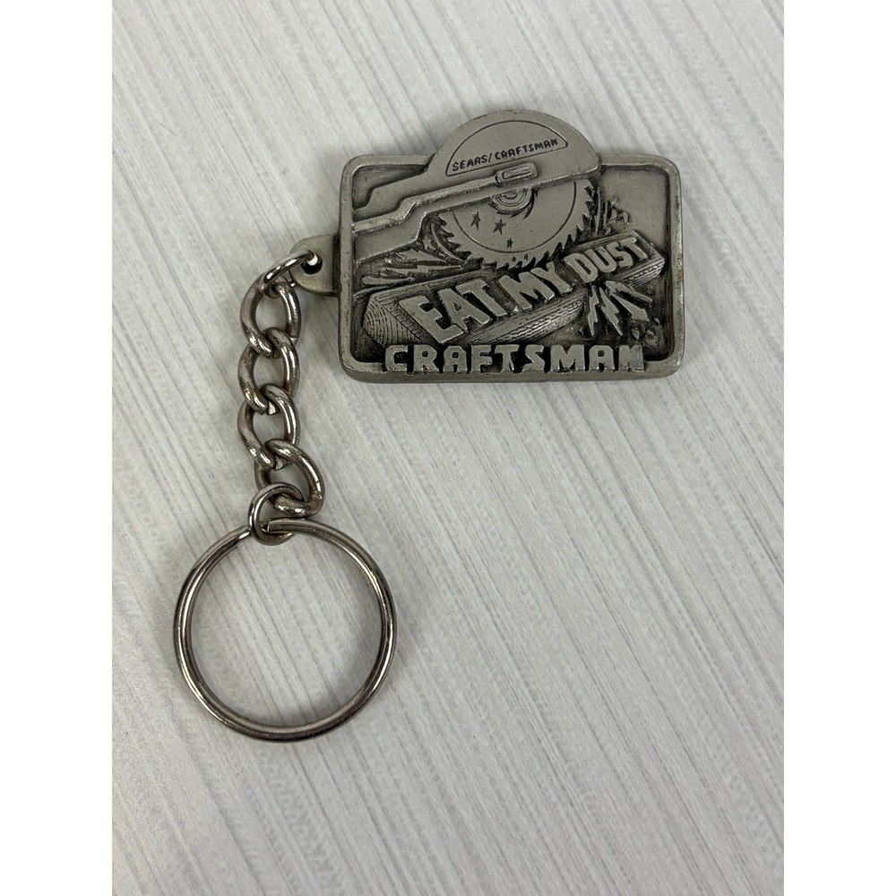 Vintage 1995 Craftsman Pewter EAT MY DUST Keychain USA Made
